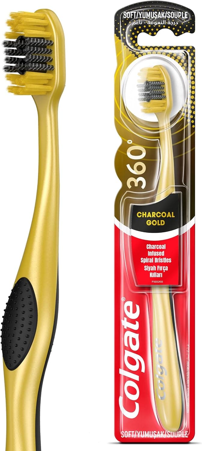 مسواک نرم Colgate 360 Charcoal Gold با محافظت چندگانه مسواک نرم Colgate 360 Charcoal Gold با محافظت چندگانه