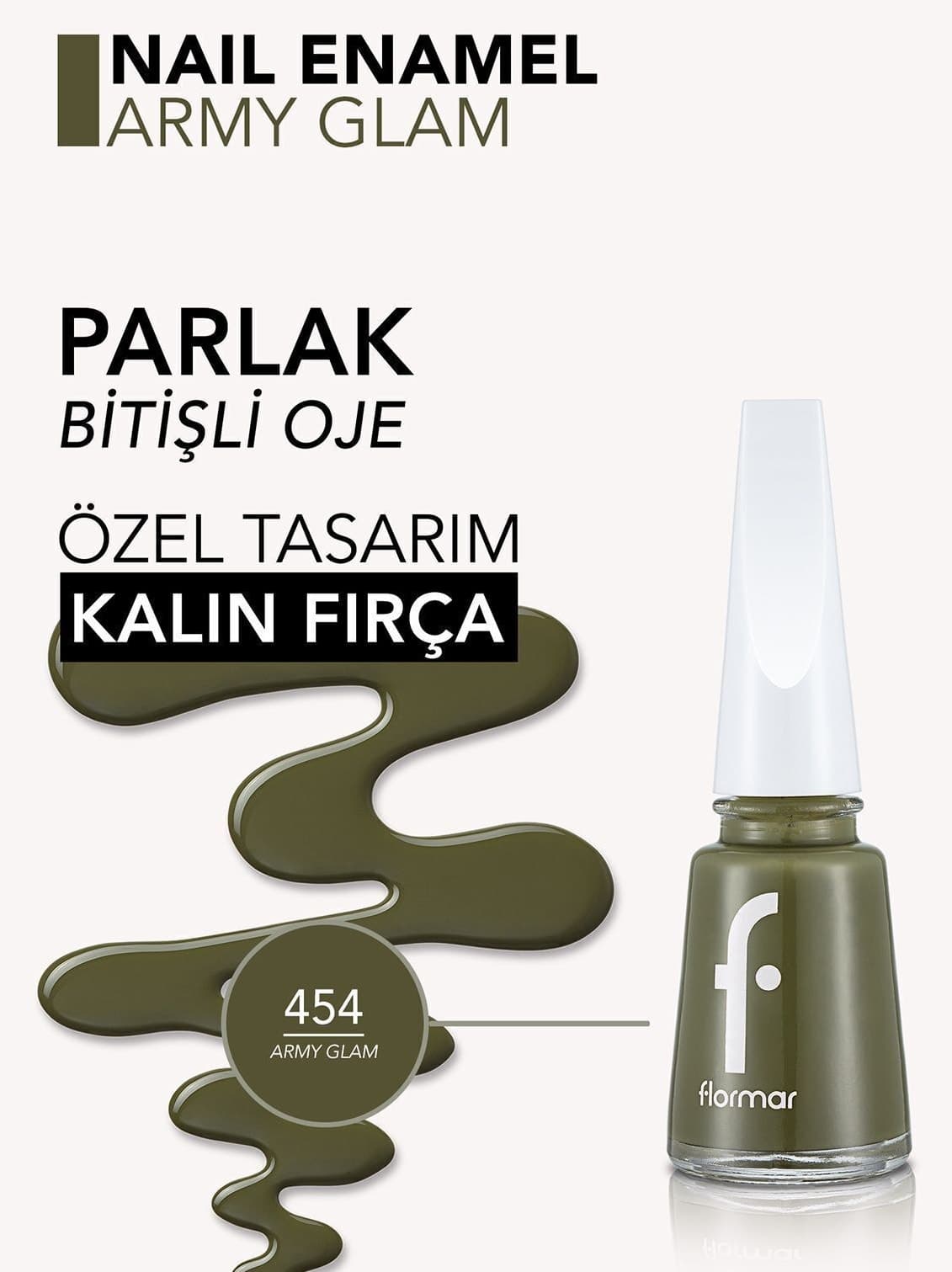 لاک ناخن Flormar صدفی براق سبز مدل 454 لاک ناخن Flormar صدفی براق سبز مدل 454