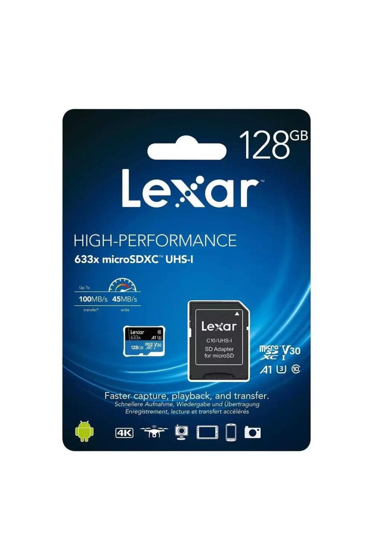 کارت حافظه MicroSDXC 4K Lexar ظرفیت 128GB با سرعت 100mb/s مدل 633x کارت حافظه MicroSDXC 4K Lexar ظرفیت 128GB با سرعت 100mb/s مدل 633x