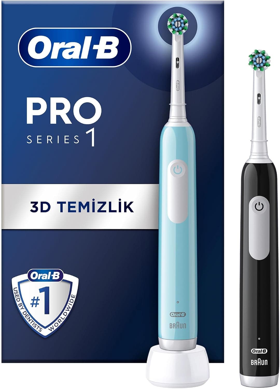 مسواک برقی مشکی Oral-B Pro Serisi 1 با 1 سری مسواک با طراحی Braun مسواک برقی مشکی Oral-B Pro Serisi 1 با 1 سری مسواک با طراحی Braun