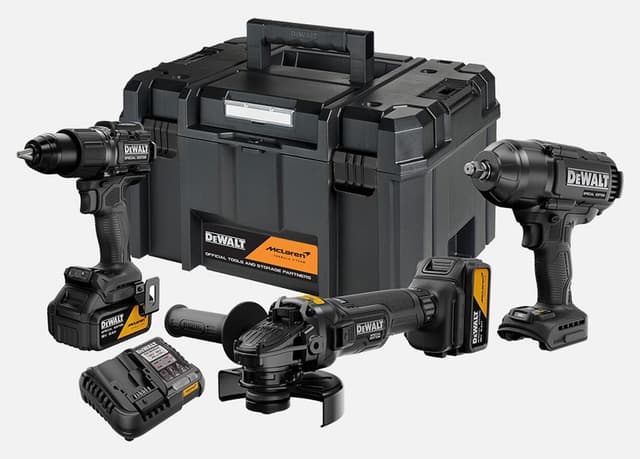 مجموعه ابزار سهتکه Dewalt Mclaren شامل دریل، فرز و آچار بکس با باتری 2X5Ah مدل DCK3222MP2T-Qw مجموعه ابزار سهتکه Dewalt Mclaren شامل دریل، فرز و آچار بکس با باتری 2X5Ah مدل DCK3222MP2T-Qw