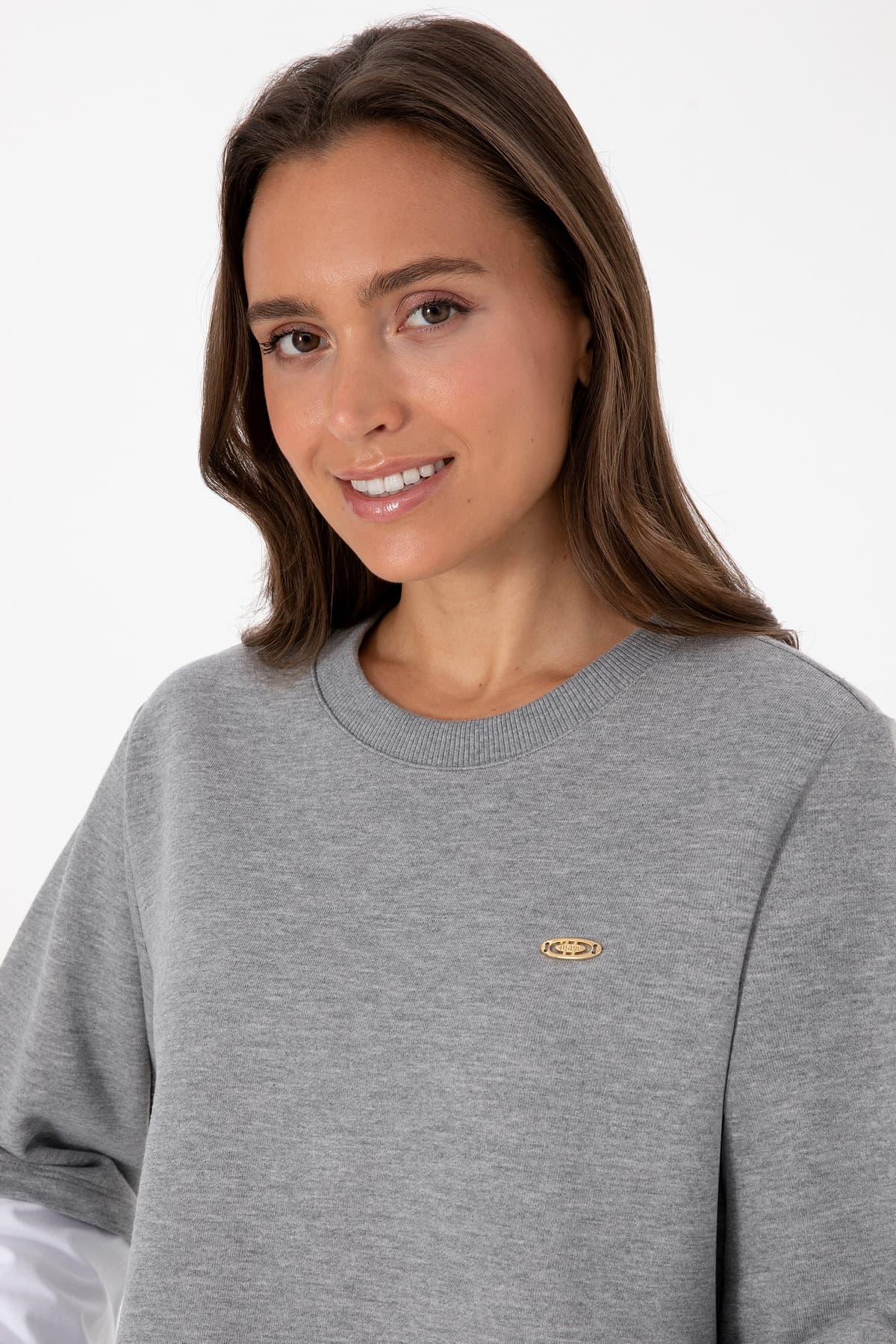سوئیشرت زنانه U.S. Polo Assn. خاکستری ملانژ یقه گرد مدل 50315303-VR086 سوئیشرت زنانه U.S. Polo Assn. خاکستری ملانژ یقه گرد مدل 50315303-VR086