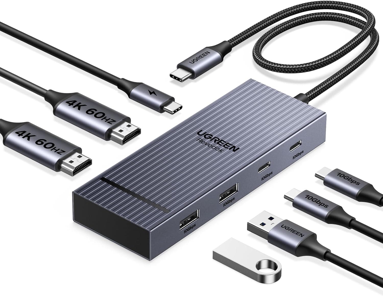 داک استیشن UGREEN USB-C 7-in-1 با خروجی HDMI تک/دوگانه 4K@60Hz داک استیشن UGREEN USB-C 7-in-1 با خروجی HDMI تک/دوگانه 4K@60Hz