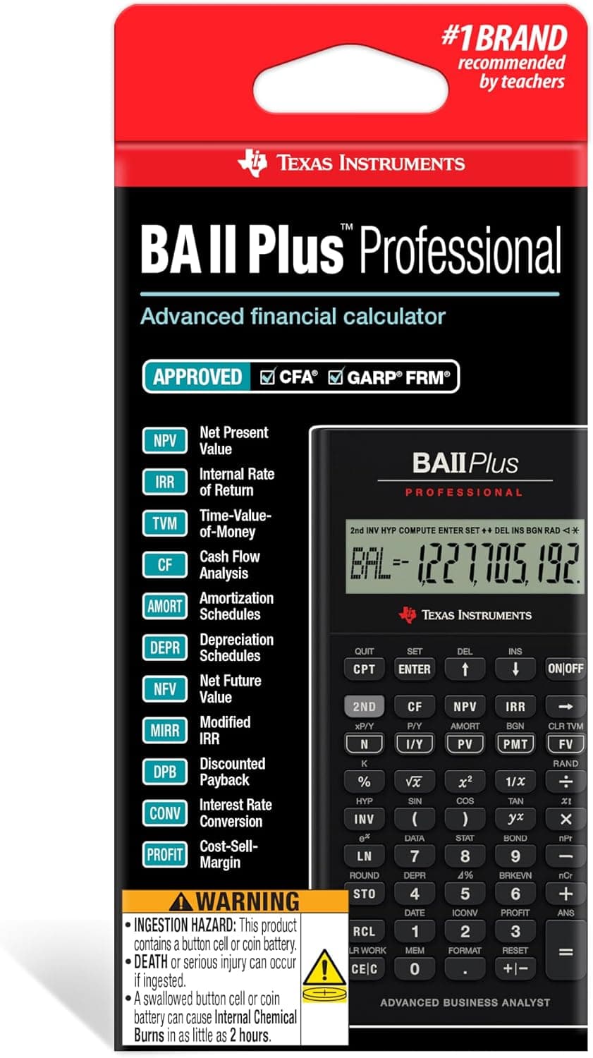 ماشینحساب مالی TEXAS INSTRUMENTS با نمایشگر ۱۰ رقمی مدل BA II Plus Professional ماشینحساب مالی TEXAS INSTRUMENTS با نمایشگر ۱۰ رقمی مدل BA II Plus Professional