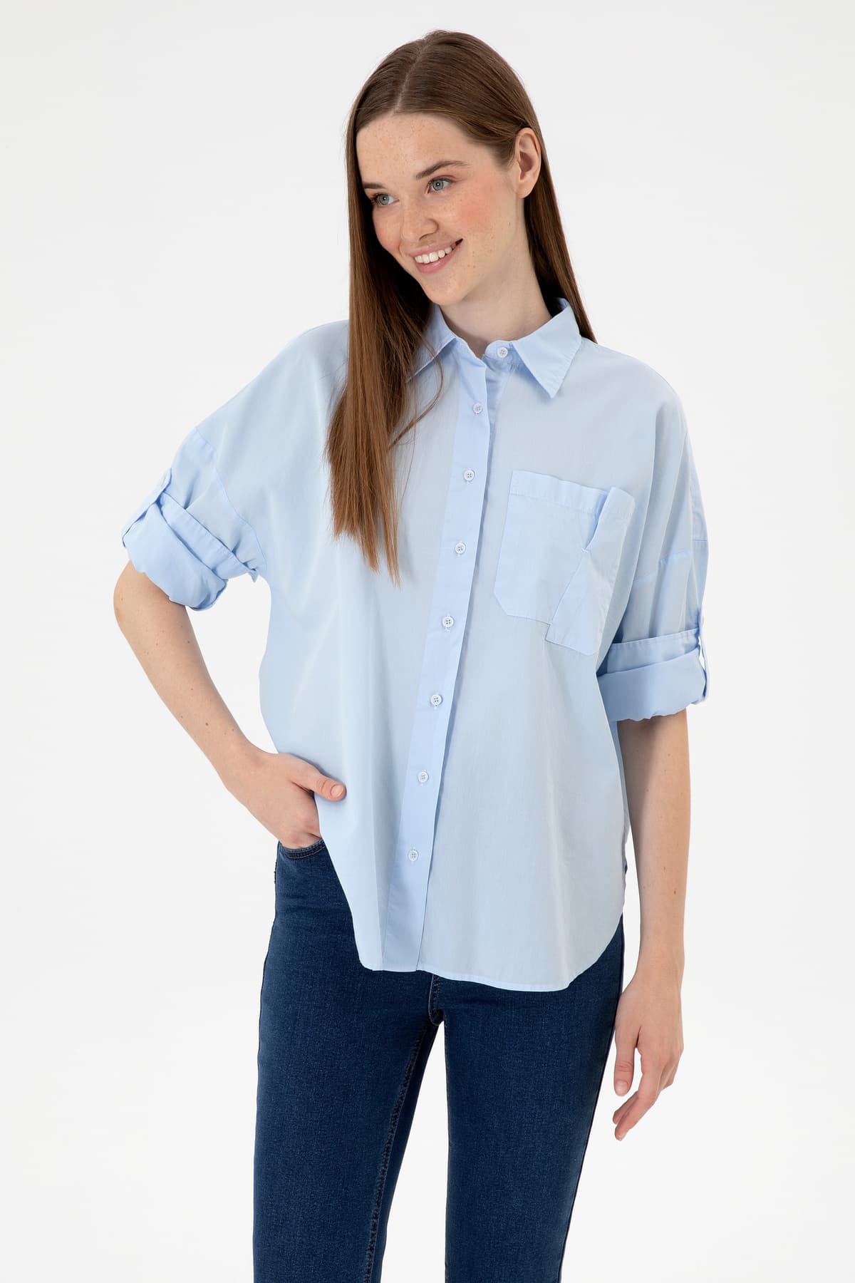 پیراهن زنانه U.S. Polo Assn. آبی روشن آستین بلند مدل 50300096-VR003 پیراهن زنانه U.S. Polo Assn. آبی روشن آستین بلند مدل 50300096-VR003