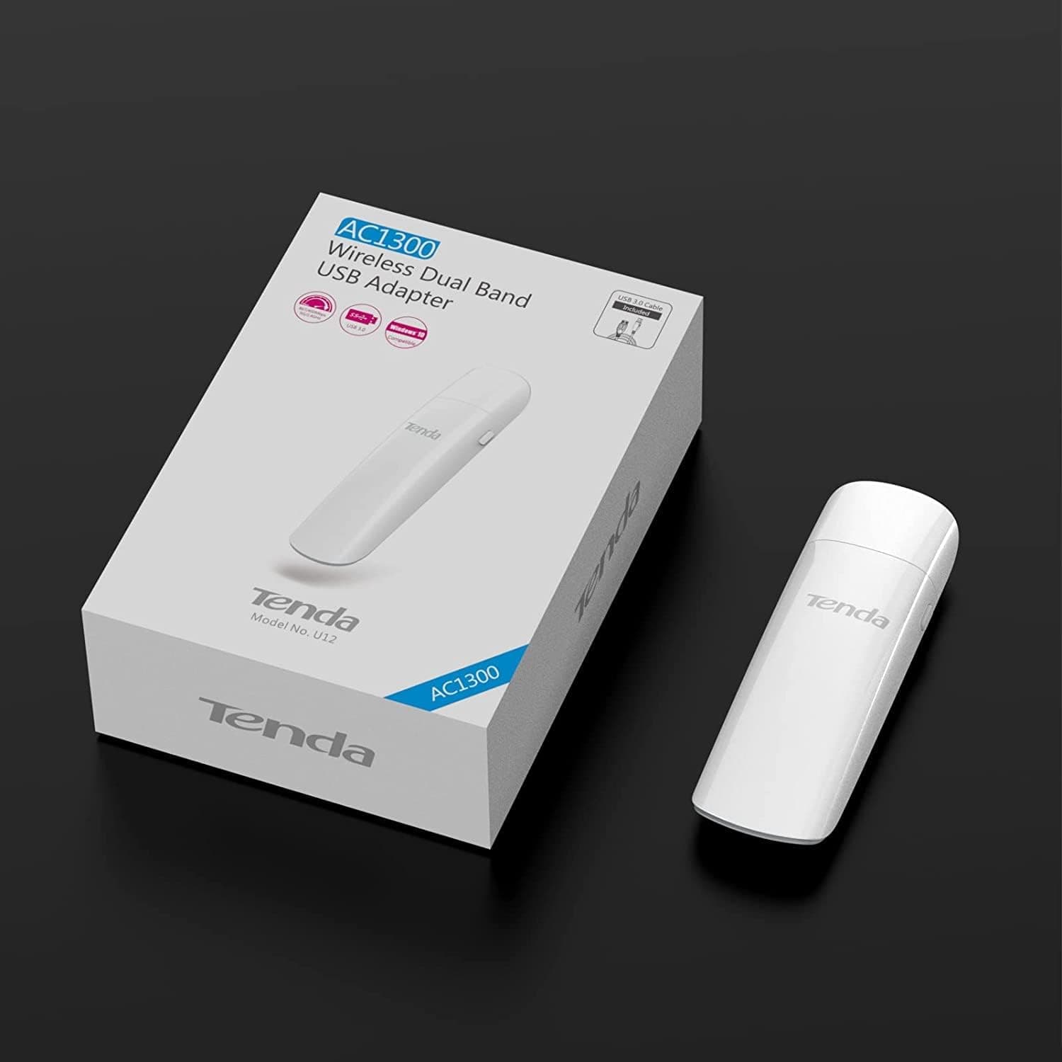 آداپتور USB بیسیم دو بانده Tenda سفید AC 1300 Mbps با سرعت 400-867 Mbps مدل U12 آداپتور USB بیسیم دو بانده Tenda سفید AC 1300 Mbps با سرعت 400-867 Mbps مدل U12
