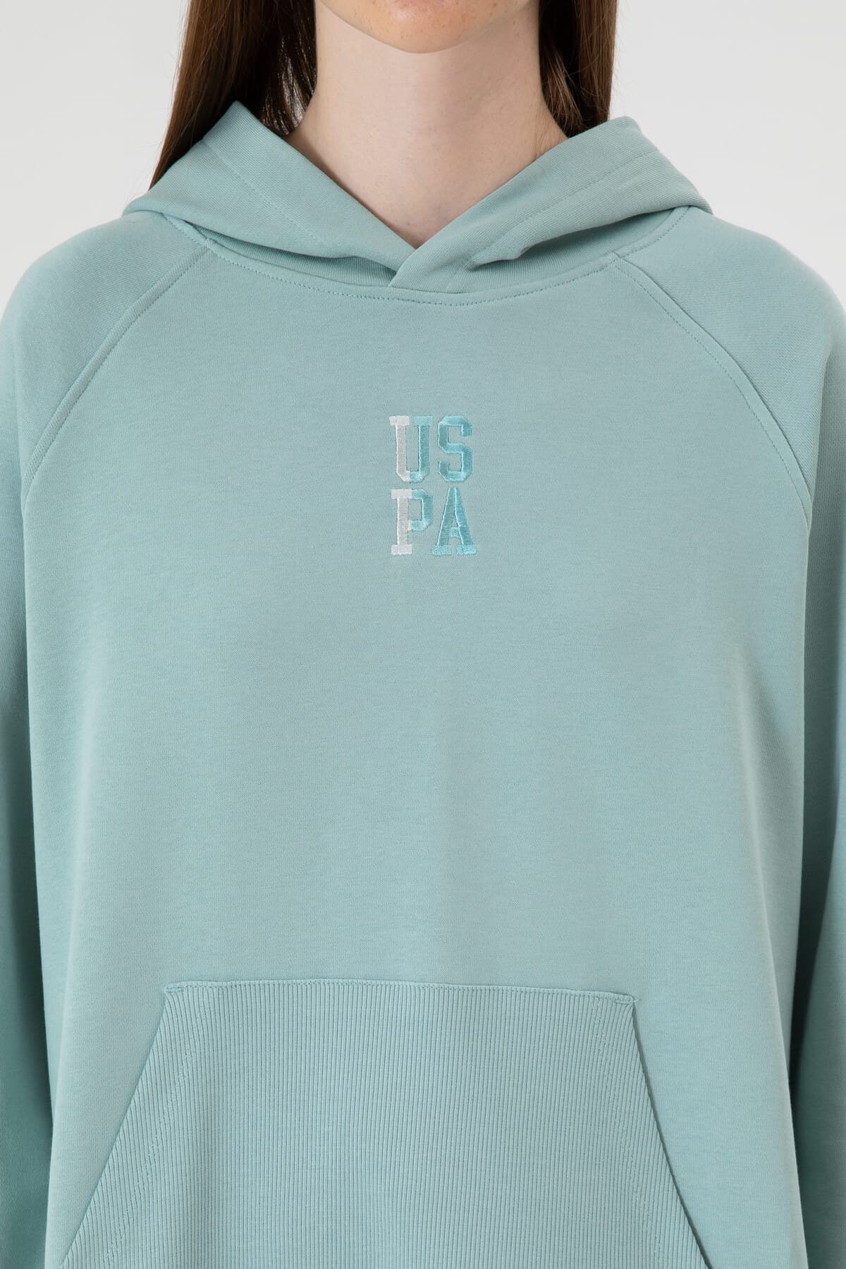 سوئیشرت هودیدار زنانه U.S. Polo Assn. نعنایی با چاک مدل 50313611-VR090 سوئیشرت هودیدار زنانه U.S. Polo Assn. نعنایی با چاک مدل 50313611-VR090