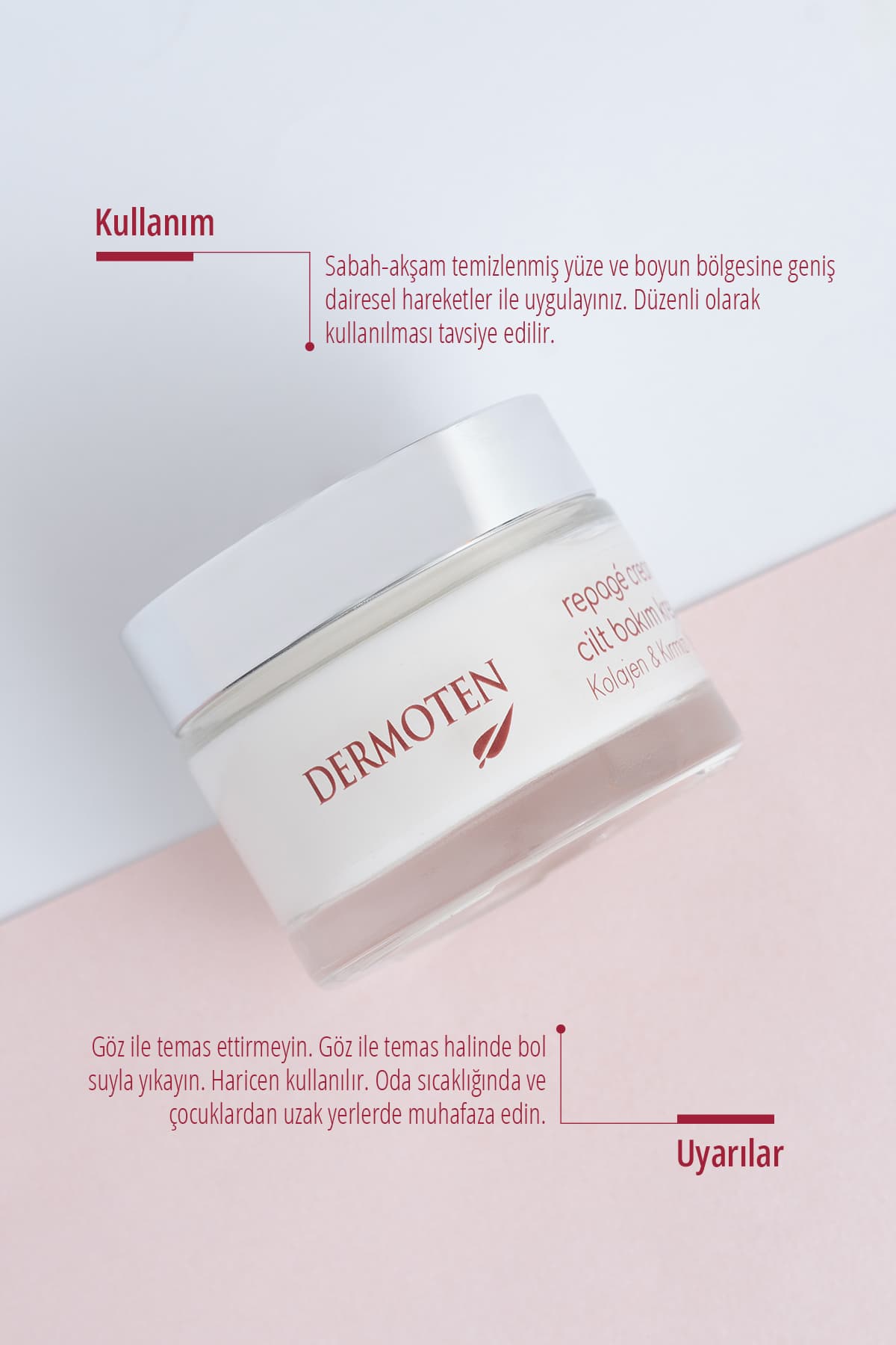 کرم مراقبت از پوست Dermoten Repage ضدپیری حاوی کلاژن و جلبک قرمز 50 ml کرم مراقبت از پوست Dermoten Repage ضدپیری حاوی کلاژن و جلبک قرمز 50 ml
