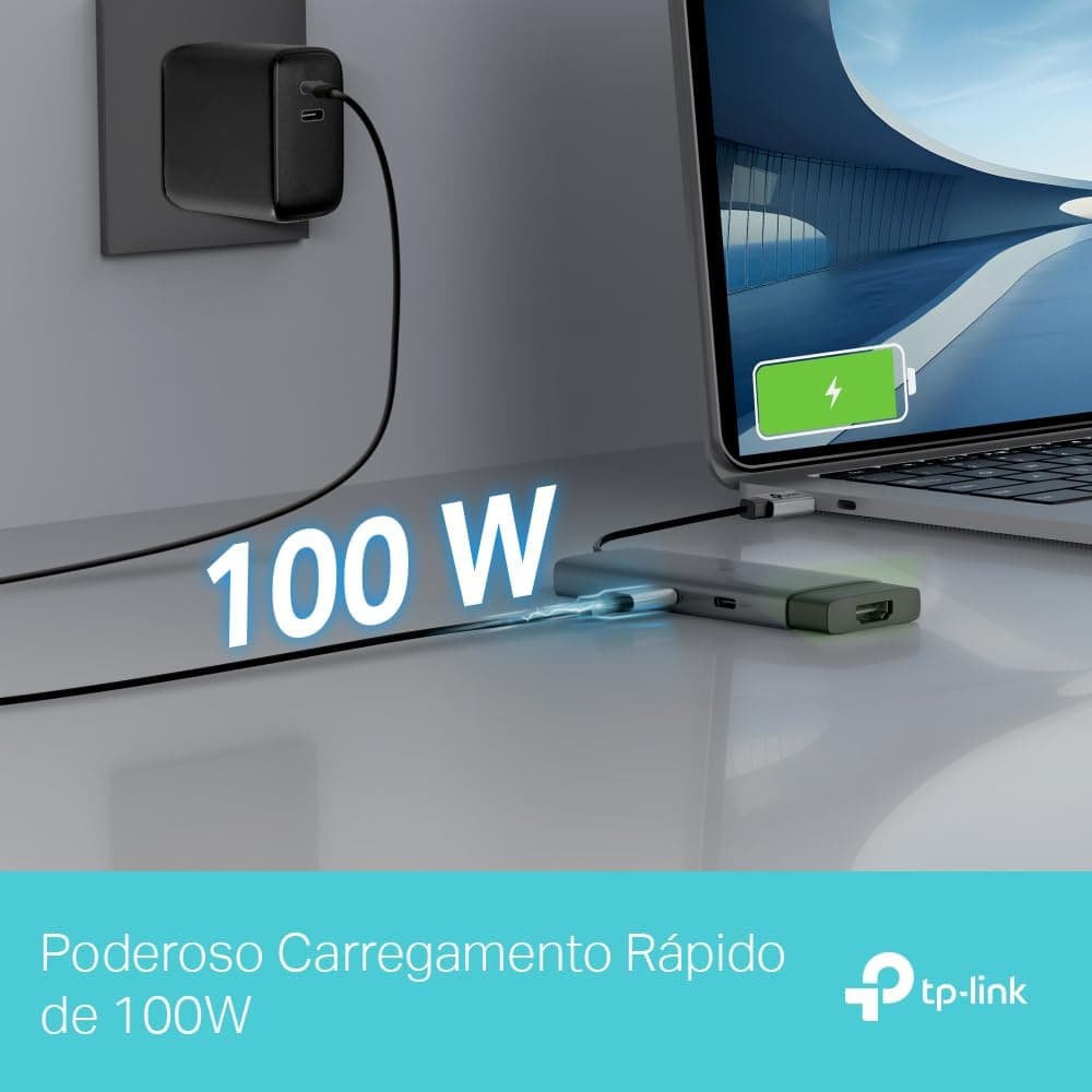 هاب 5-in-1 USB-C برند TP-Link با خروجی HDMI 4K@60Hz، شارژ سریع 100W و پورتهای USB هاب 5-in-1 USB-C برند TP-Link با خروجی HDMI 4K@60Hz، شارژ سریع 100W و پورتهای USB