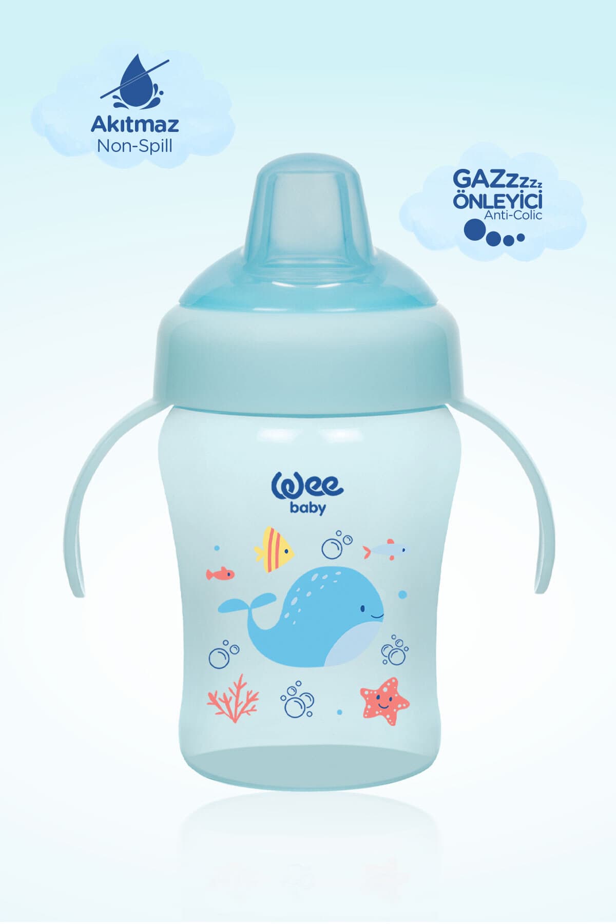 لیوان کودک دستهدار ضدچکه و ضدنفخ Wee Baby 240 Ml آبی از 6 ماهگی لیوان کودک دستهدار ضدچکه و ضدنفخ Wee Baby 240 Ml آبی از 6 ماهگی
