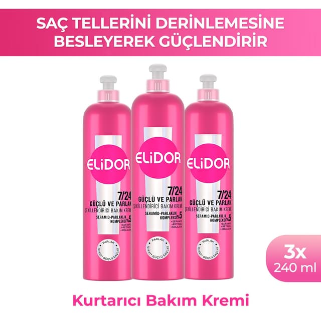 کرم حالتدهنده مو Elidor 7/24 قوی و براق 240 ml x3 کرم حالتدهنده مو Elidor 7/24 قوی و براق 240 ml x3