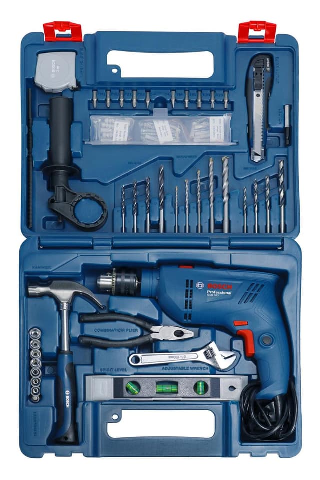 دریل ضربهای Bosch با 100 قطعه لوازم جانبی مدل Gsb 600 کد 06011A0321 دریل ضربهای Bosch با 100 قطعه لوازم جانبی مدل Gsb 600 کد 06011A0321