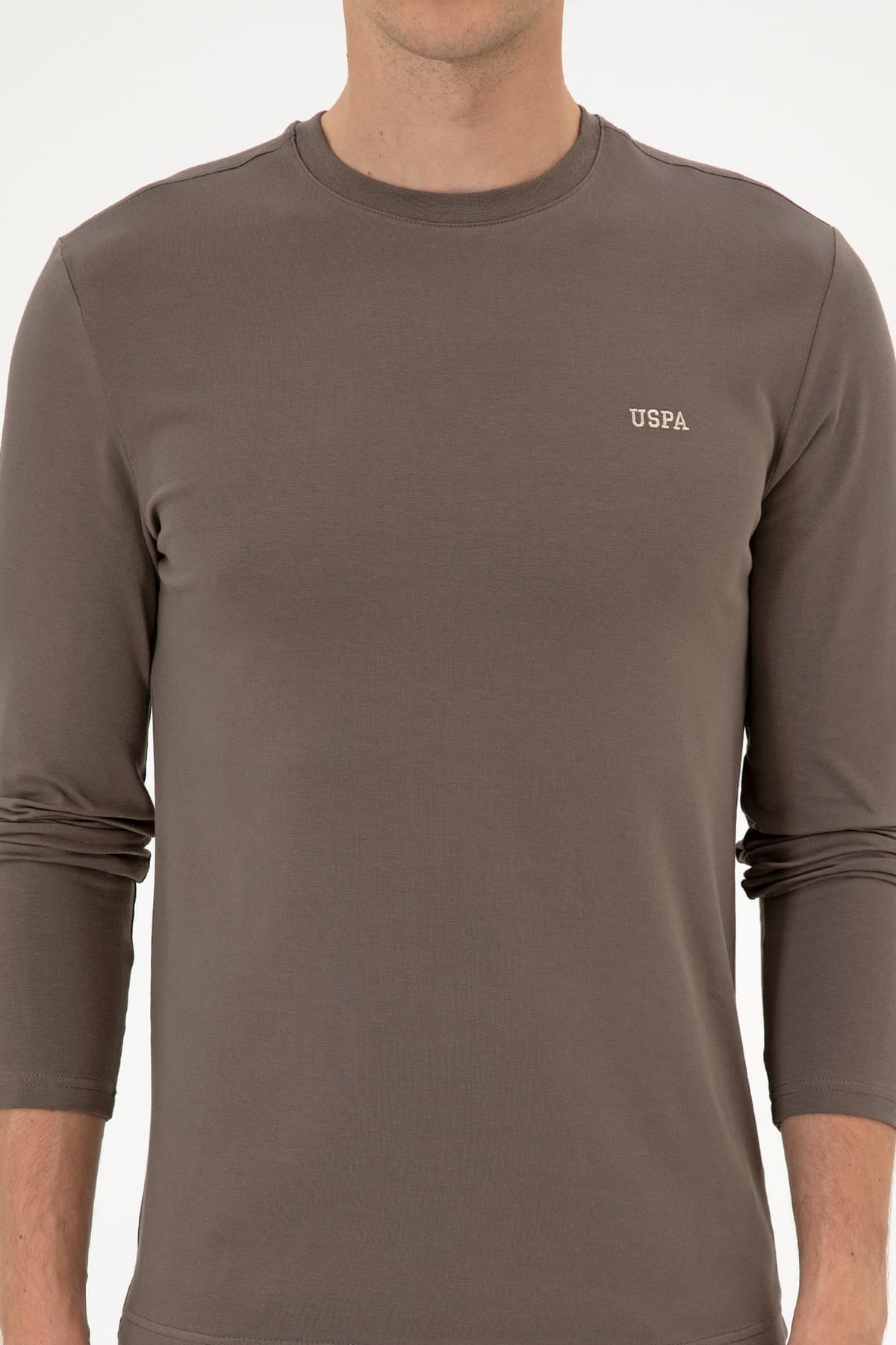 سوئیشرت مردانه U.S. Polo Assn. فیت اسلیم یقه گرد خاکستری قهوهای Süprem Basic مدل 50313744-VR052 سوئیشرت مردانه U.S. Polo Assn. فیت اسلیم یقه گرد خاکستری قهوهای Süprem Basic مدل 50313744-VR052