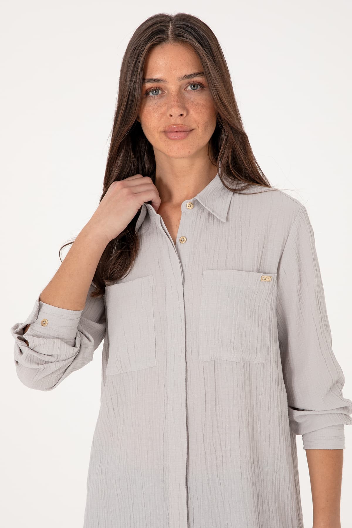 پیراهن تونیک زنانه U.S. Polo Assn. خاکستری روشن آستین بلند مدل 50307672-VR001 پیراهن تونیک زنانه U.S. Polo Assn. خاکستری روشن آستین بلند مدل 50307672-VR001