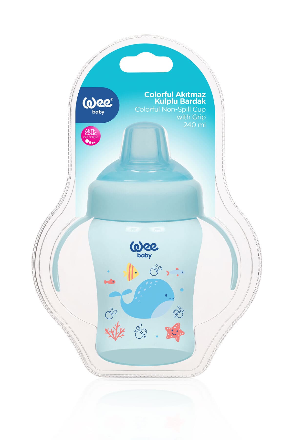 لیوان کودک دستهدار ضدچکه و ضدنفخ Wee Baby 240 Ml آبی از 6 ماهگی لیوان کودک دستهدار ضدچکه و ضدنفخ Wee Baby 240 Ml آبی از 6 ماهگی