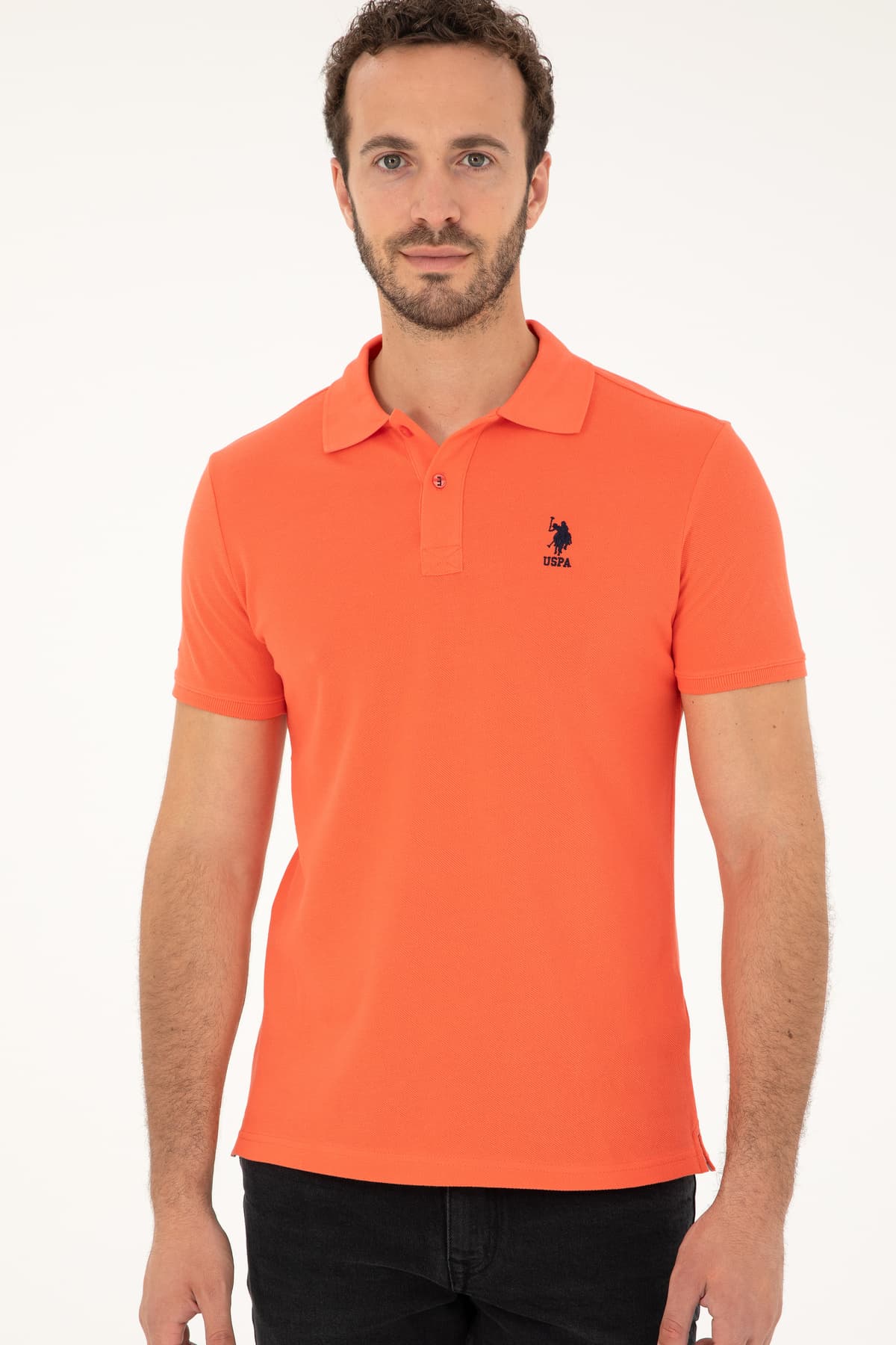 تیشرت مردانه U.S. Polo Assn. اسلیم فیت یقه پولو رنگ گل انار بیسیک مدل 50279613-VR039 تیشرت مردانه U.S. Polo Assn. اسلیم فیت یقه پولو رنگ گل انار بیسیک مدل 50279613-VR039