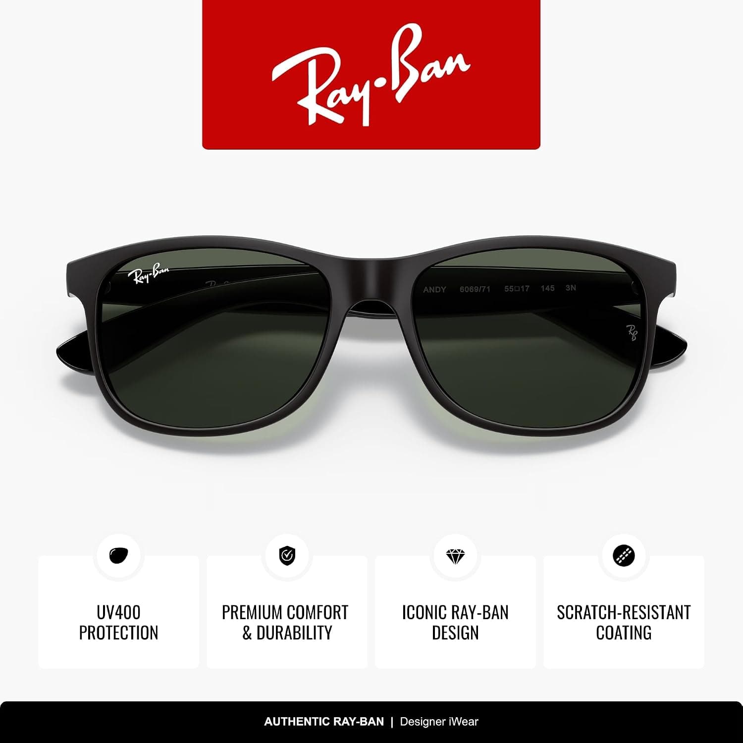 عینک آفتابی Ray-Ban Andy Wayfarer مدل RB4202 عینک آفتابی Ray-Ban Andy Wayfarer مدل RB4202