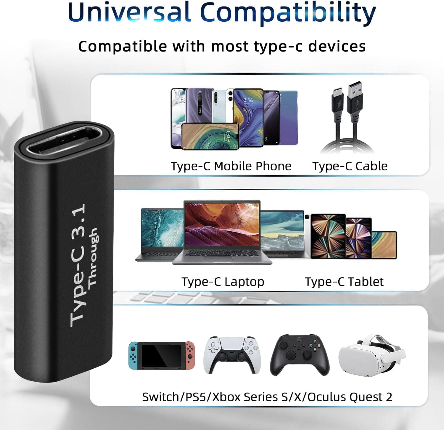 تبدیل مادگی به مادگی USB-C Mcbazel، بسته 2 عددی مدل USB C 3.1 تبدیل مادگی به مادگی USB-C Mcbazel، بسته 2 عددی مدل USB C 3.1