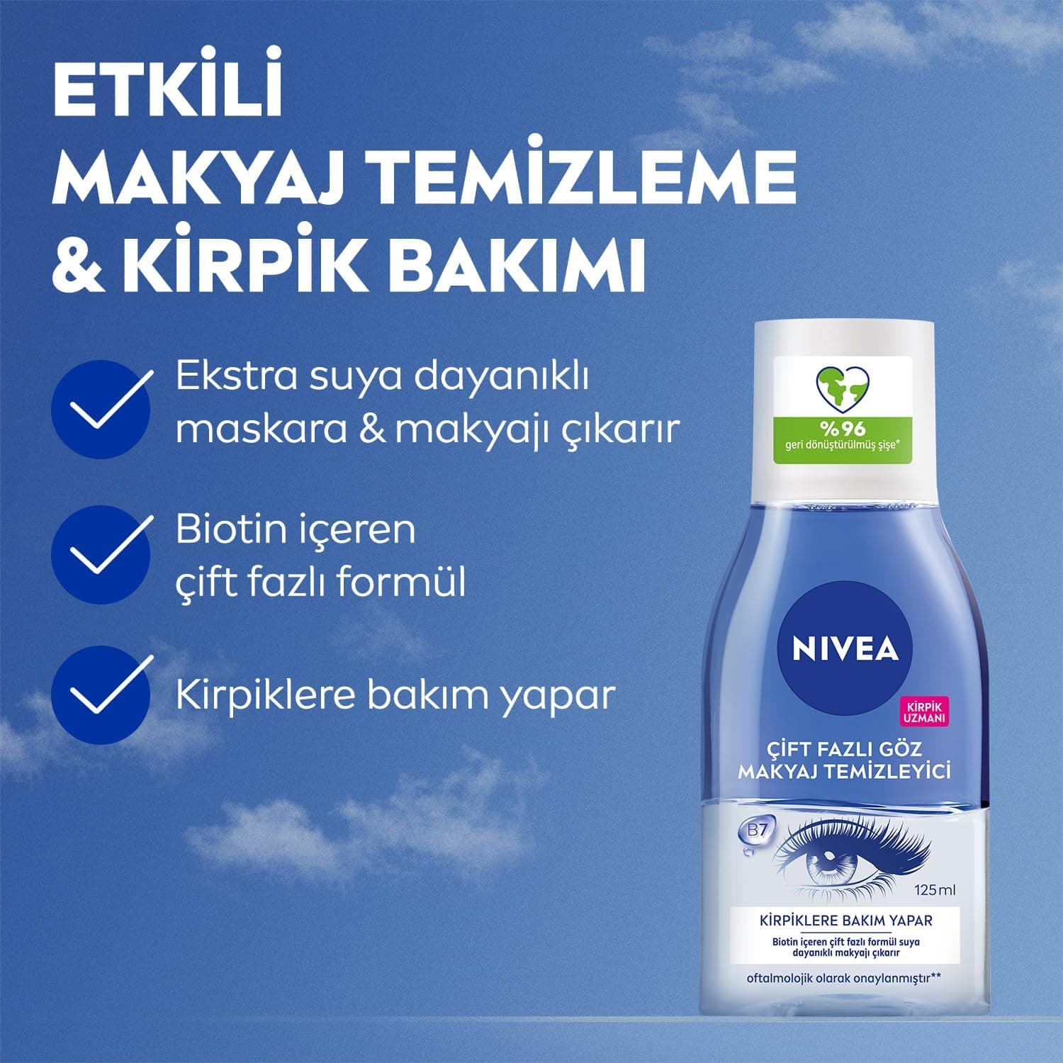 پاککننده دوفازی آرایش چشم NIVEA 125 ml با بیوتین، مراقبت از مژه و مناسب ریمل و آرایش ضدآب پاککننده دوفازی آرایش چشم NIVEA 125 ml با بیوتین، مراقبت از مژه و مناسب ریمل و آرایش ضدآب