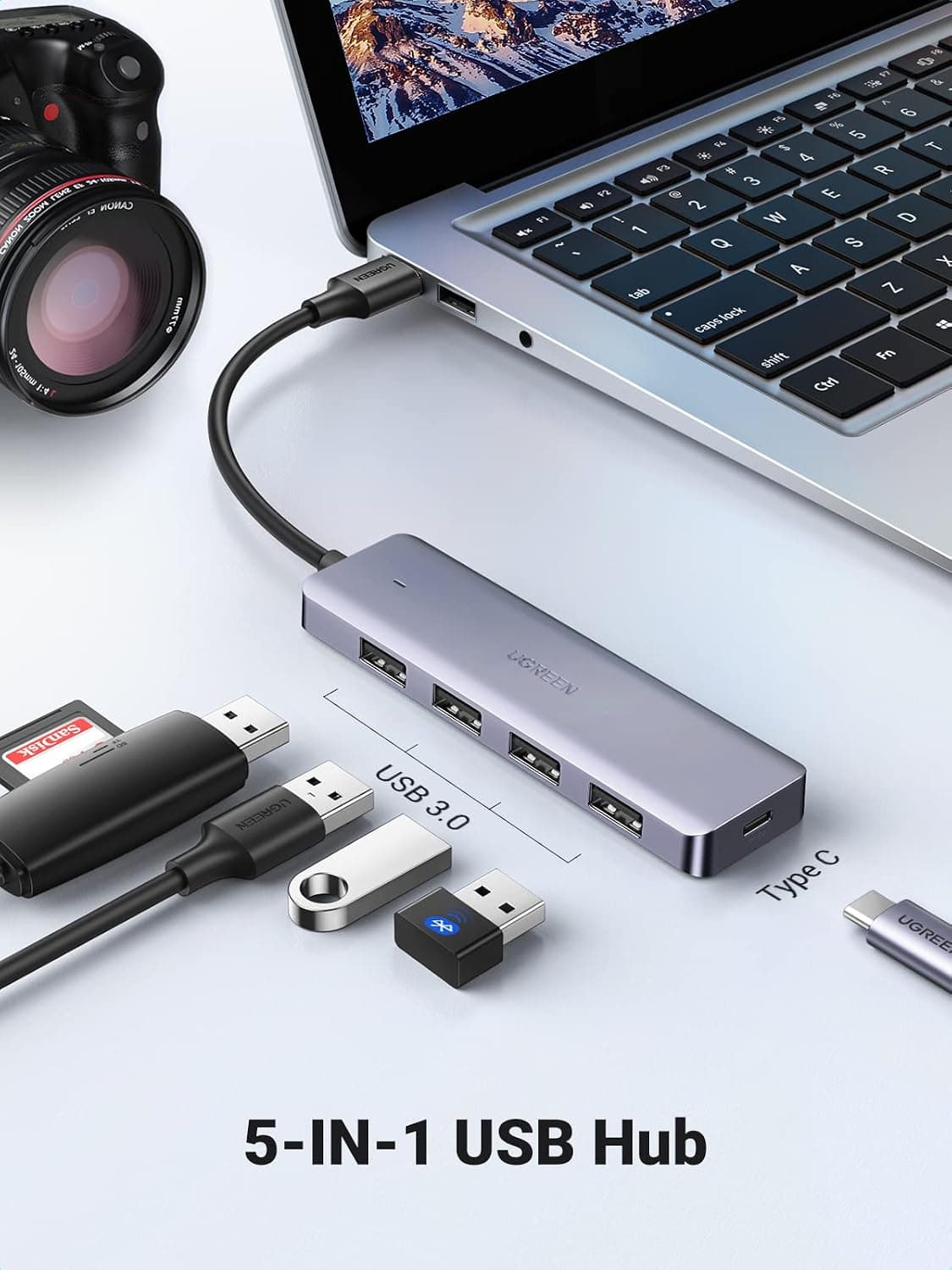 هاب USB چهارپورت UGREEN با USB 3.0 هاب USB چهارپورت UGREEN با USB 3.0