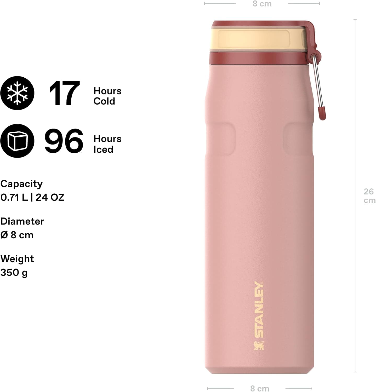بطری آب عایقدار Stanley مدل The IceFlow Twist & Flip، استیل ضدزنگ، Peach Rose، 0.7 Litre بطری آب عایقدار Stanley مدل The IceFlow Twist & Flip، استیل ضدزنگ، Peach Rose، 0.7 Litre