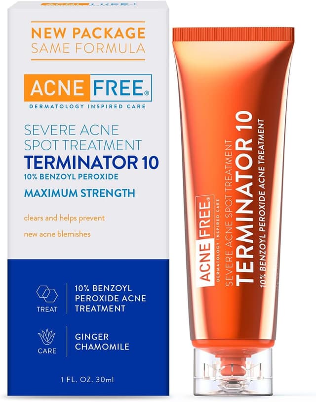 کرم درمان موضعی آکنه AcneFree Terminator 10 حاوی بنزوئیل پروکسید 10%، 1 Ounce بسته 1 عددی کرم درمان موضعی آکنه AcneFree Terminator 10 حاوی بنزوئیل پروکسید 10%، 1 Ounce بسته 1 عددی