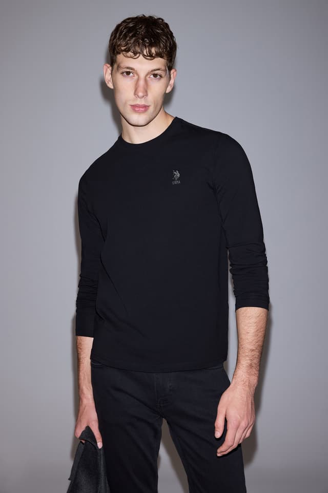 سوئیشرت مردانه U.S. Polo Assn. مشکی یقه گرد اسلیم فیت ساده مدل 50329385-VR046 سوئیشرت مردانه U.S. Polo Assn. مشکی یقه گرد اسلیم فیت ساده مدل 50329385-VR046