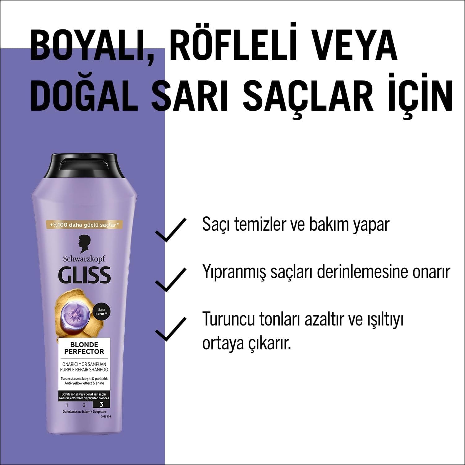 شامپو Gliss Blonde Perfector ضد زردی ترمیمکننده پپتید و توت آبی 250ml شامپو Gliss Blonde Perfector ضد زردی ترمیمکننده پپتید و توت آبی 250ml