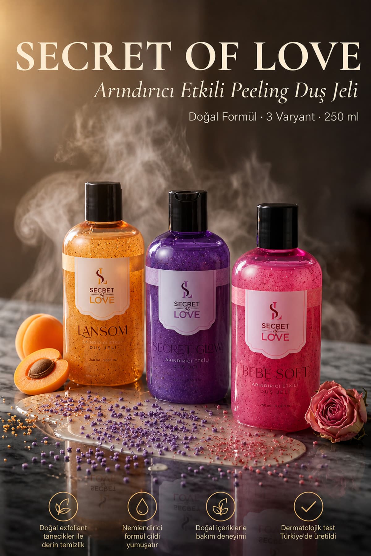 ژل دوش زنانه SECRET OF LOVE Bebe Soft پیلینگ پاککننده و مرطوبکننده 250 ml ژل دوش زنانه SECRET OF LOVE Bebe Soft پیلینگ پاککننده و مرطوبکننده 250 ml