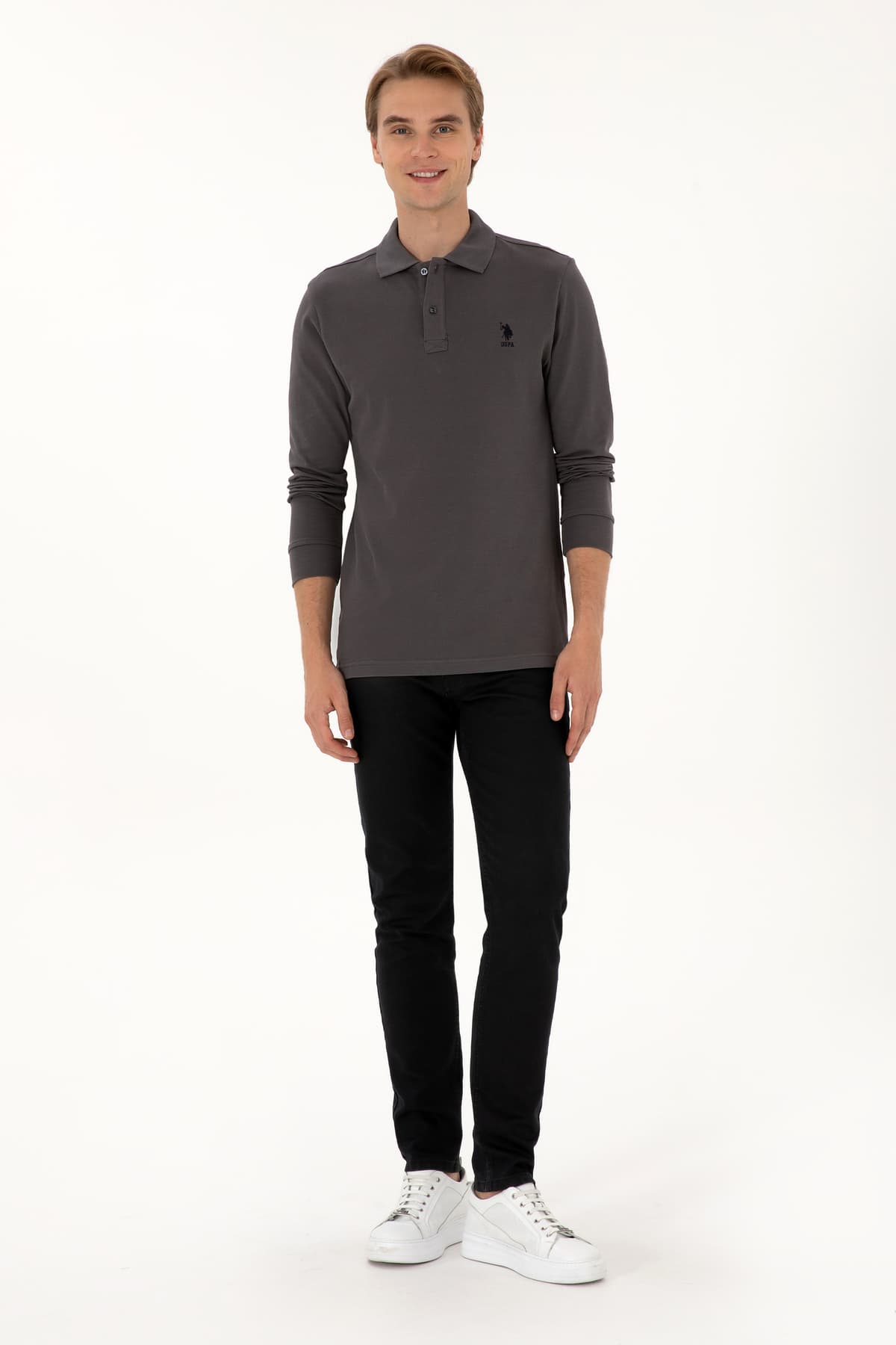 سویشرت مردانه U.S. Polo Assn. فیت معمولی یقه پولو خاکستری بیسیک مدل 50307757-VR024 سویشرت مردانه U.S. Polo Assn. فیت معمولی یقه پولو خاکستری بیسیک مدل 50307757-VR024