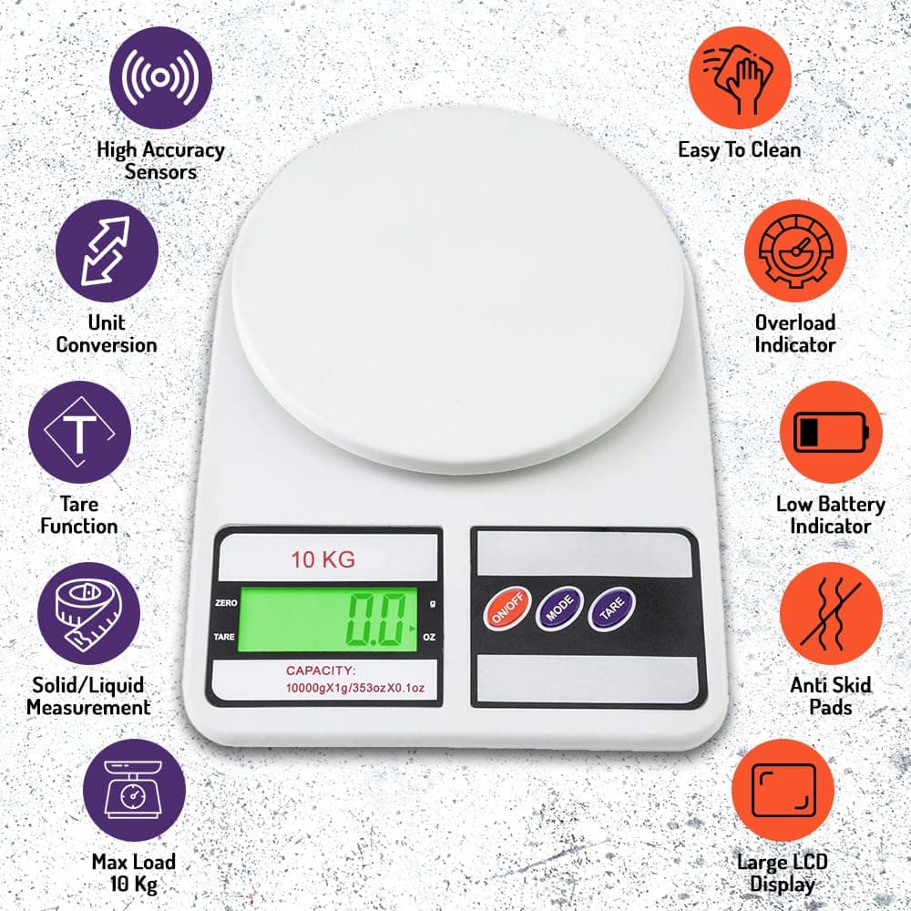 ترازو آشپزخانه دیجیتال ATOM ظرفیت 10Kg با دقت 1g مدل SF400/A121 ترازو آشپزخانه دیجیتال ATOM ظرفیت 10Kg با دقت 1g مدل SF400/A121