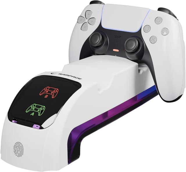 استند شارژ کنترلر Rampage RGB دوتایی مدل RP-PS5 S برای PlayStation 5 Slim استند شارژ کنترلر Rampage RGB دوتایی مدل RP-PS5 S برای PlayStation 5 Slim