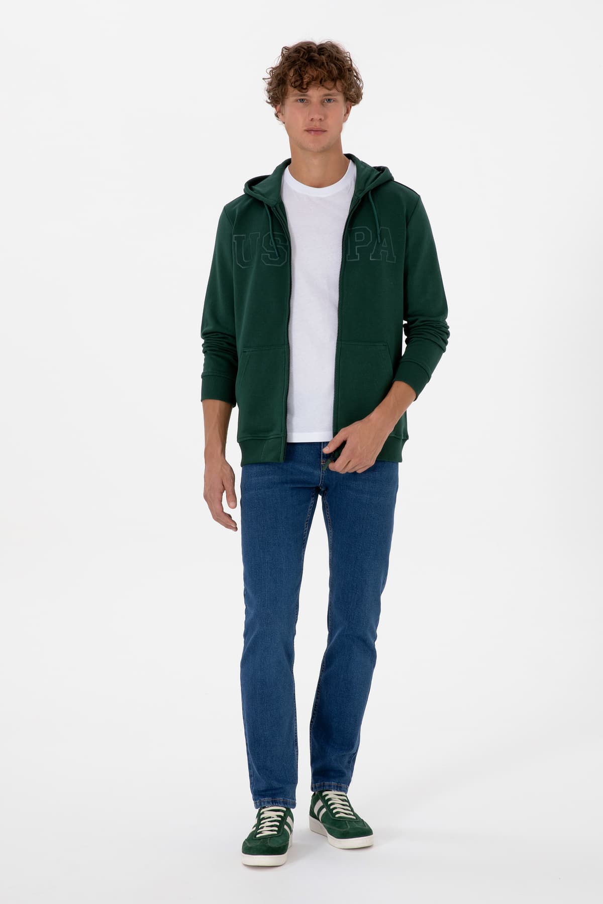 کاردیگان بافت مردانه U.S. Polo Assn. فیت معمولی هودیدار زیپدار سبز تیره مدل 50313719-VR079 کاردیگان بافت مردانه U.S. Polo Assn. فیت معمولی هودیدار زیپدار سبز تیره مدل 50313719-VR079
