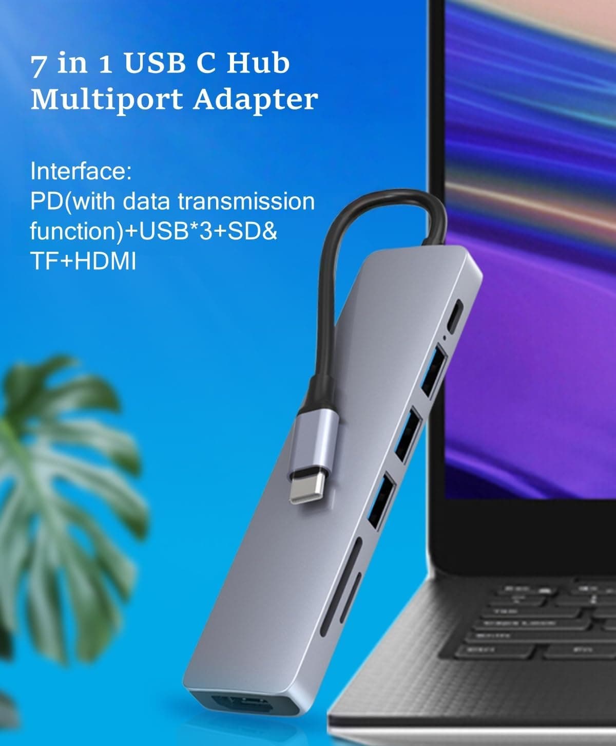 هاب USB-C SKY-TOUCH ۷ در ۱ با HDMI 4K و کارتخوان SD هاب USB-C SKY-TOUCH ۷ در ۱ با HDMI 4K و کارتخوان SD