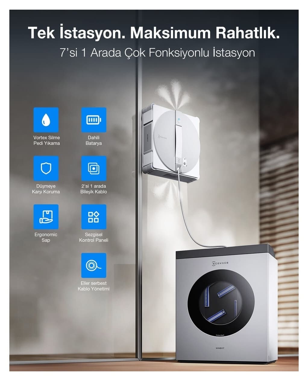 ربات شیشهشوی Ecovacs Winbot W3 Omni با 10000Pa و ایستگاه شستشوی Vortex ربات شیشهشوی Ecovacs Winbot W3 Omni با 10000Pa و ایستگاه شستشوی Vortex