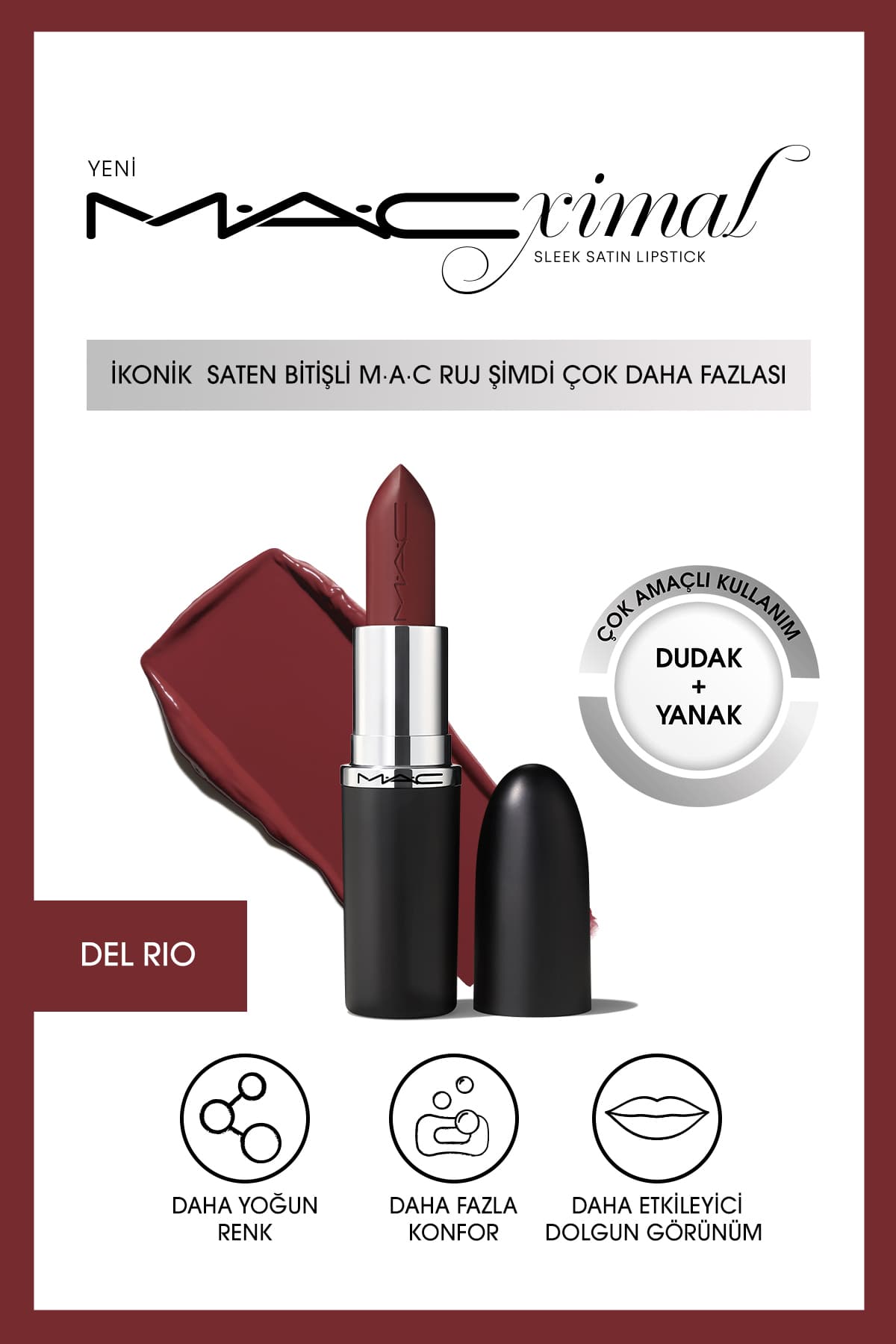 رژ لب Mac سری MACximal Sleek Satin با پایان ساتن مدل Paramount 3.5g رژ لب Mac سری MACximal Sleek Satin با پایان ساتن مدل Paramount 3.5g