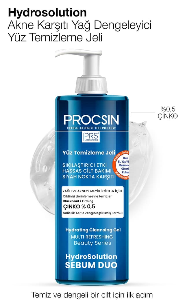 ژل شستشوی صورت PROCSIN مدل Hydrosolution ضد آکne ژل شستشوی صورت PROCSIN مدل Hydrosolution ضد آکne