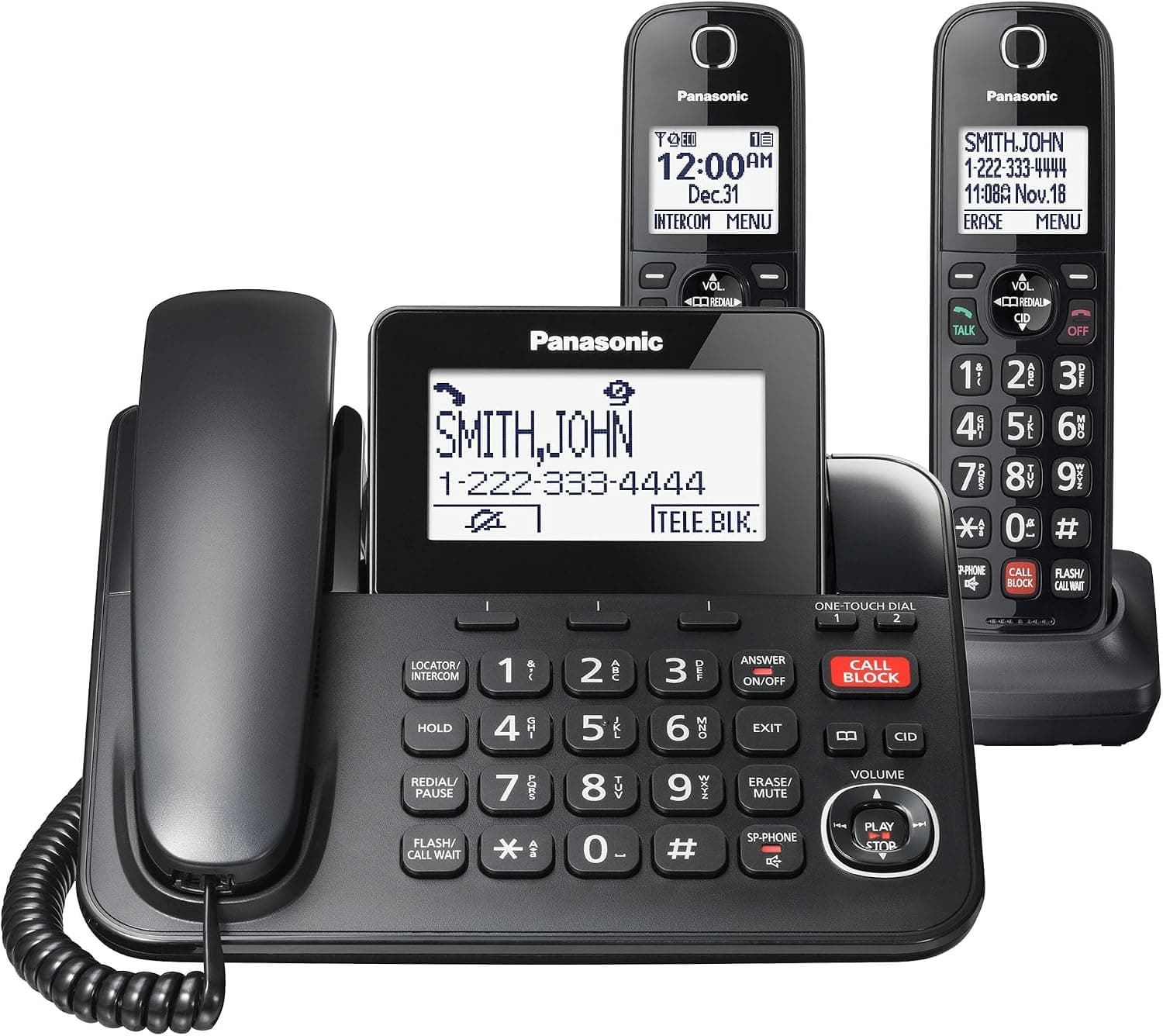 تلفن سیمی/بیسیم Panasonic با مسدودکننده تماس و پاسخگوی دیجیتال مدل KX-TGF852B مشکی تلفن سیمی/بیسیم Panasonic با مسدودکننده تماس و پاسخگوی دیجیتال مدل KX-TGF852B مشکی