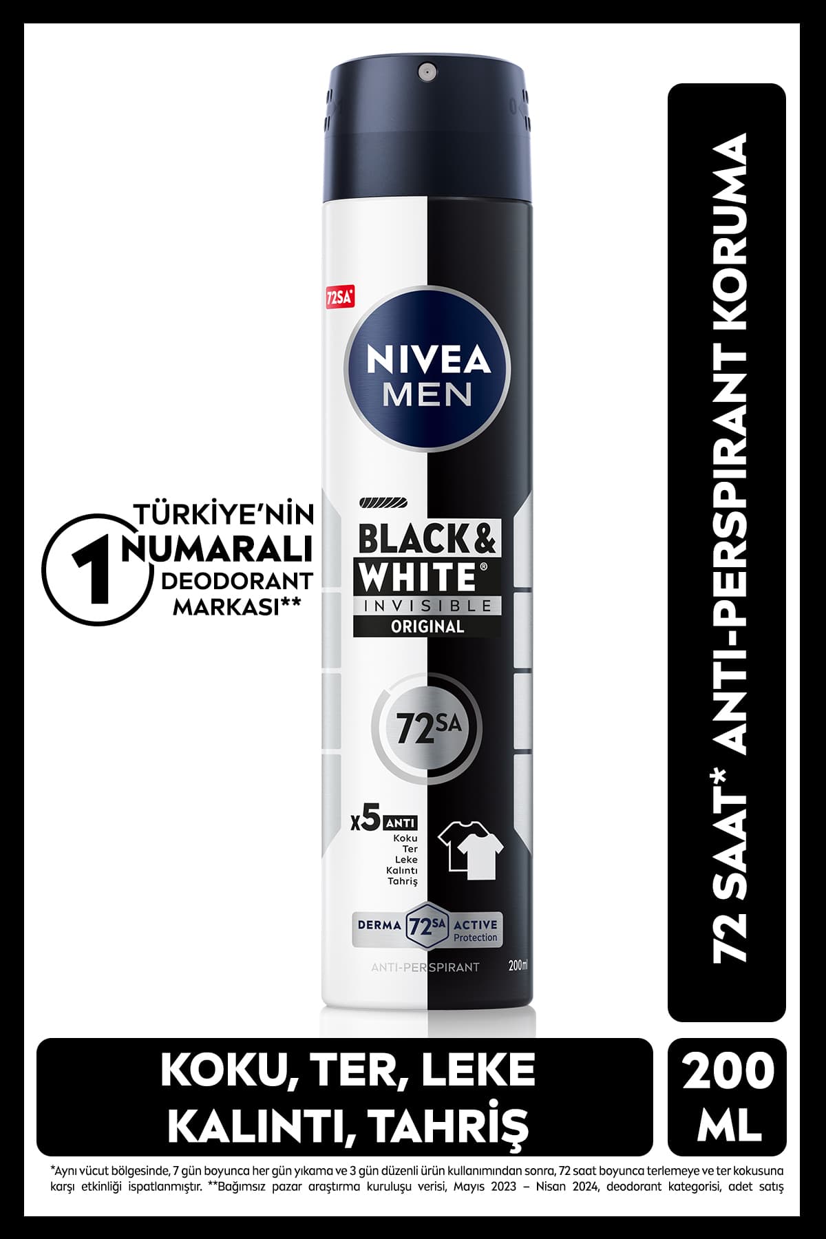 دئودورانت اسپری مردانه NIVEA ضدلک و بدون الکل Black&White Original 200ml با محافظت 72 ساعته در برابر تعریق دئودورانت اسپری مردانه NIVEA ضدلک و بدون الکل Black&White Original 200ml با محافظت 72 ساعته در برابر تعریق