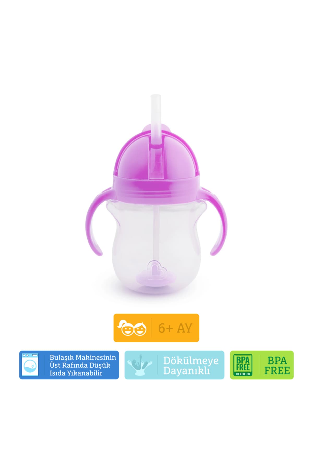 لیوان آموزشی کودک Munchkin نیدار با درِ قفلشونده، 6 ماهه 207ml بنفش لیوان آموزشی کودک Munchkin نیدار با درِ قفلشونده، 6 ماهه 207ml بنفش