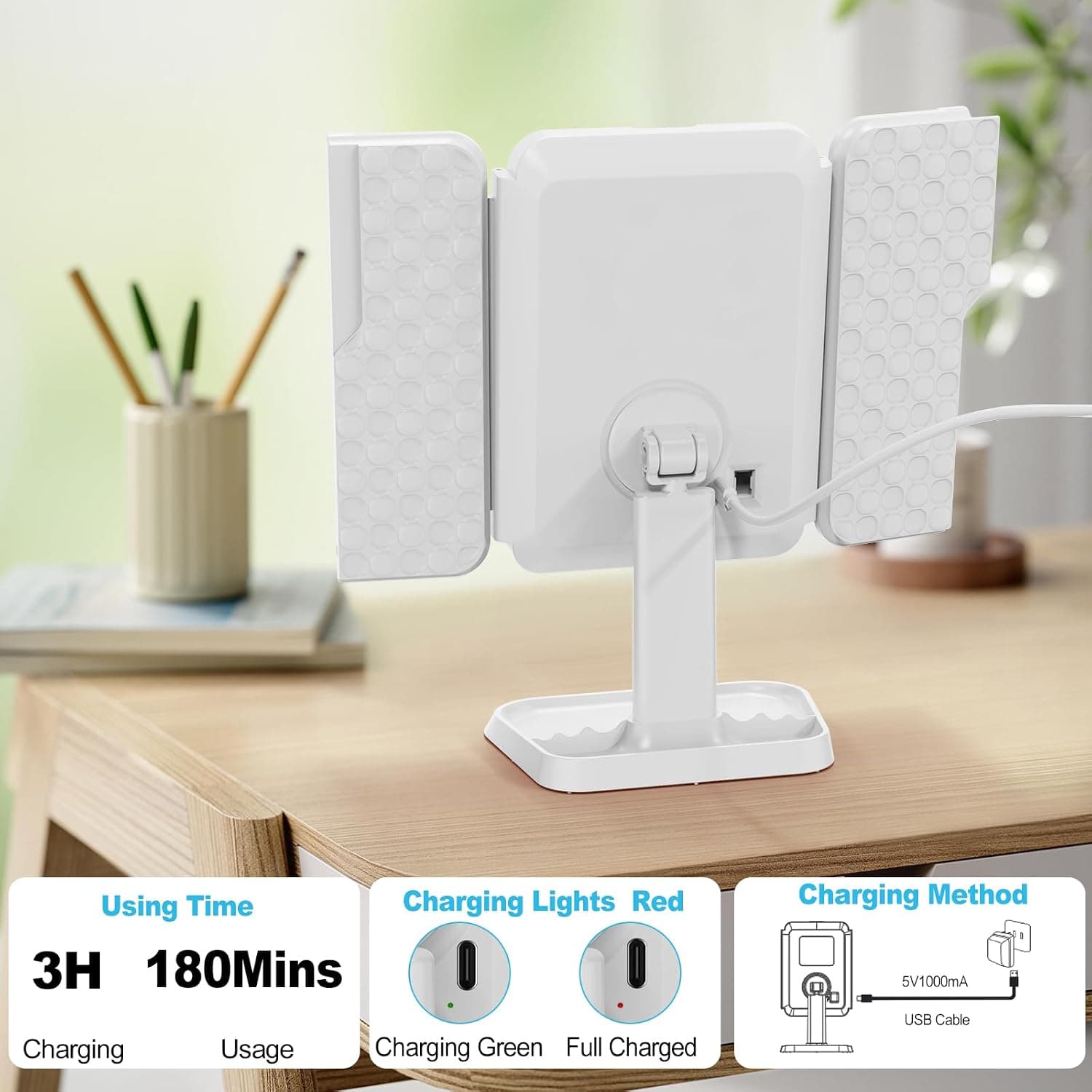 آینه آرایش Gtinli شارژی LED دار سهلت قابل حمل با بزرگنمایی 1X/2X/3X/10X آینه آرایش Gtinli شارژی LED دار سهلت قابل حمل با بزرگنمایی 1X/2X/3X/10X