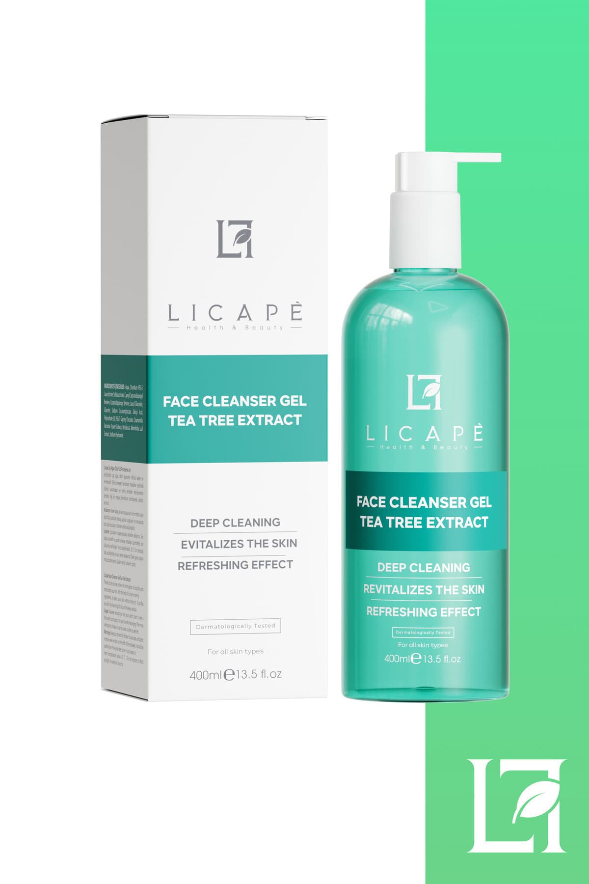 ژل شستوشوی صورت با عصاره درخت چای Licape 400ml ژل شستوشوی صورت با عصاره درخت چای Licape 400ml