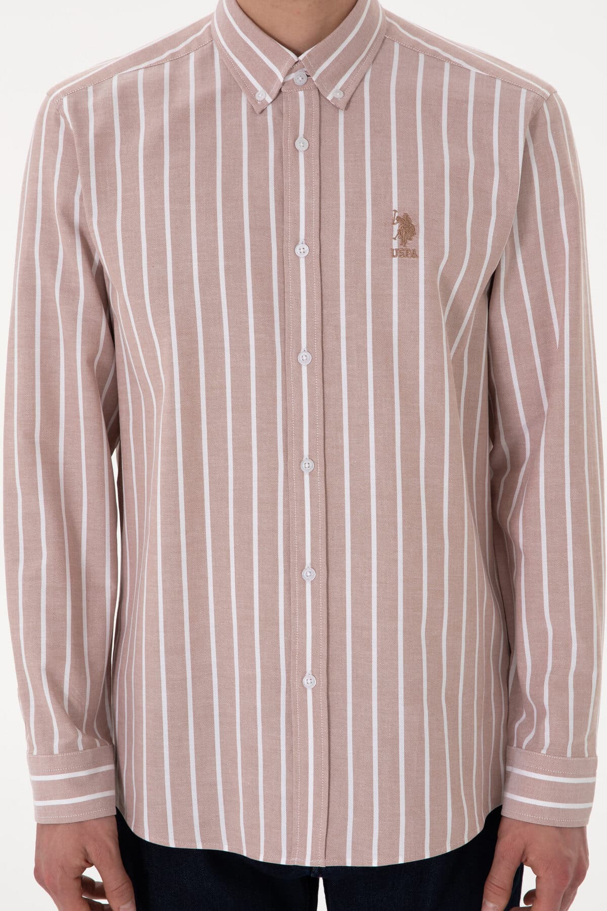 پیراهن مردانه U.S. Polo Assn. راهراه شتری آستینبلند مدل 50306347-VR015 پیراهن مردانه U.S. Polo Assn. راهراه شتری آستینبلند مدل 50306347-VR015