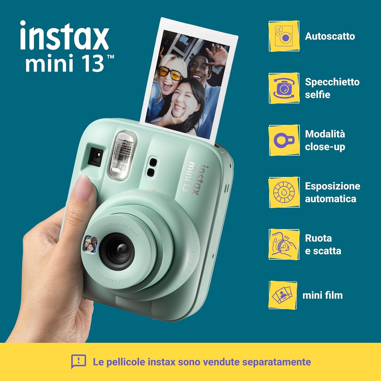 دوربین عکاسی فوری Fujifilm Instax سبز لاگونی مدل Mini 13 دوربین عکاسی فوری Fujifilm Instax سبز لاگونی مدل Mini 13