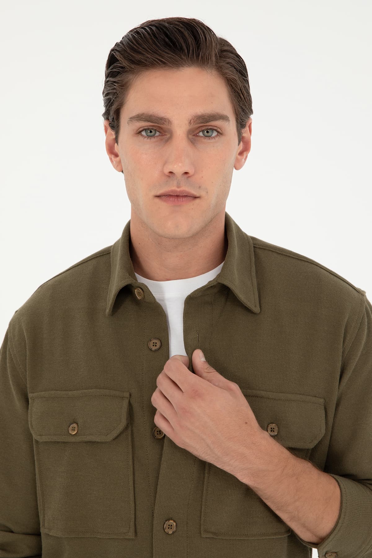 پیراهن مردانه U.S. Polo Assn. بافت خاکی مدل 50299662-VR027 پیراهن مردانه U.S. Polo Assn. بافت خاکی مدل 50299662-VR027