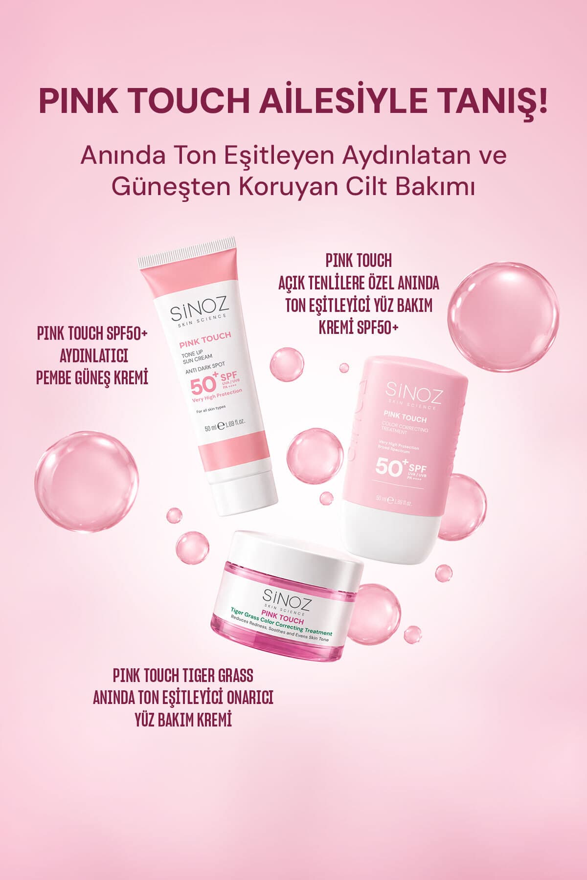 کرم ضد آفتاب صورت Sinoz Pink Touch یکنواختکننده تن پوست SPF50+ PA++++ 50ml کرم ضد آفتاب صورت Sinoz Pink Touch یکنواختکننده تن پوست SPF50+ PA++++ 50ml