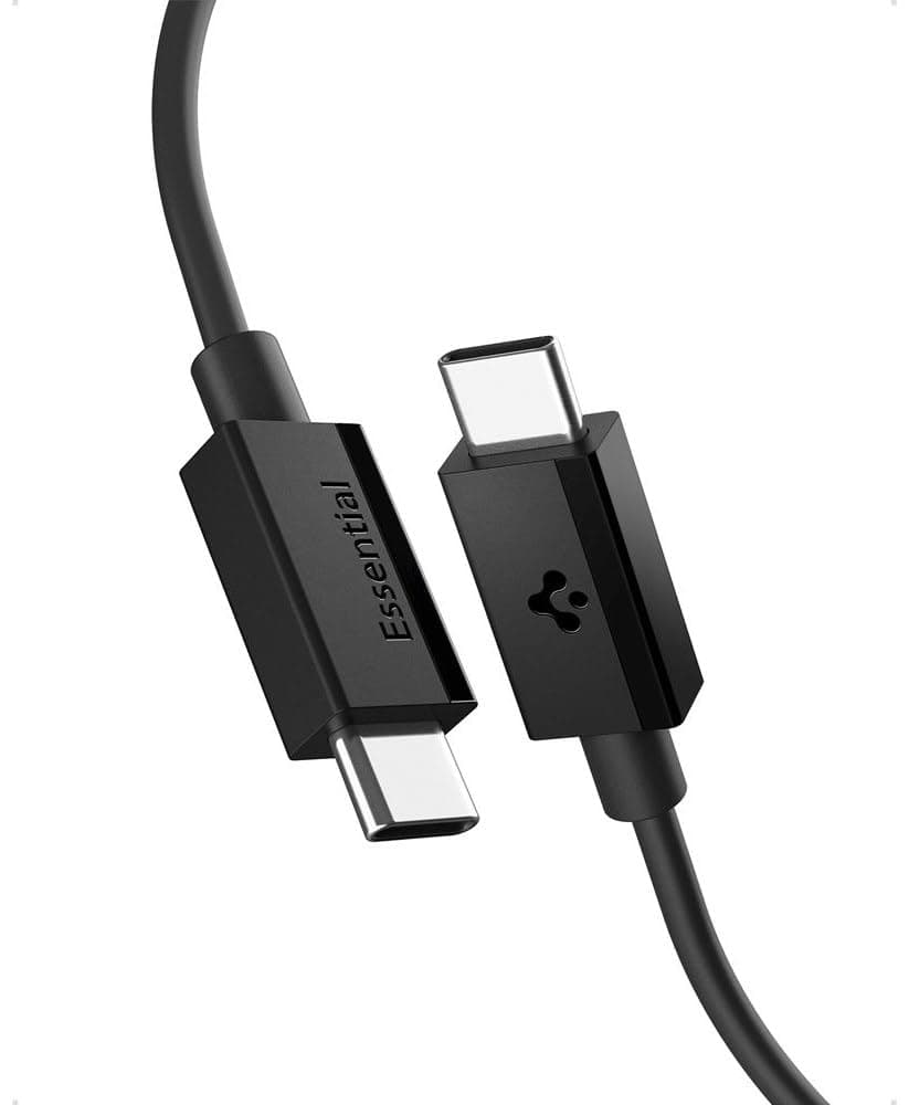 کابل USB-C به USB-C یکمتری Spigen با توان 60W و سرعت 480 Mbps مشکی مدل ACA08718 کابل USB-C به USB-C یکمتری Spigen با توان 60W و سرعت 480 Mbps مشکی مدل ACA08718