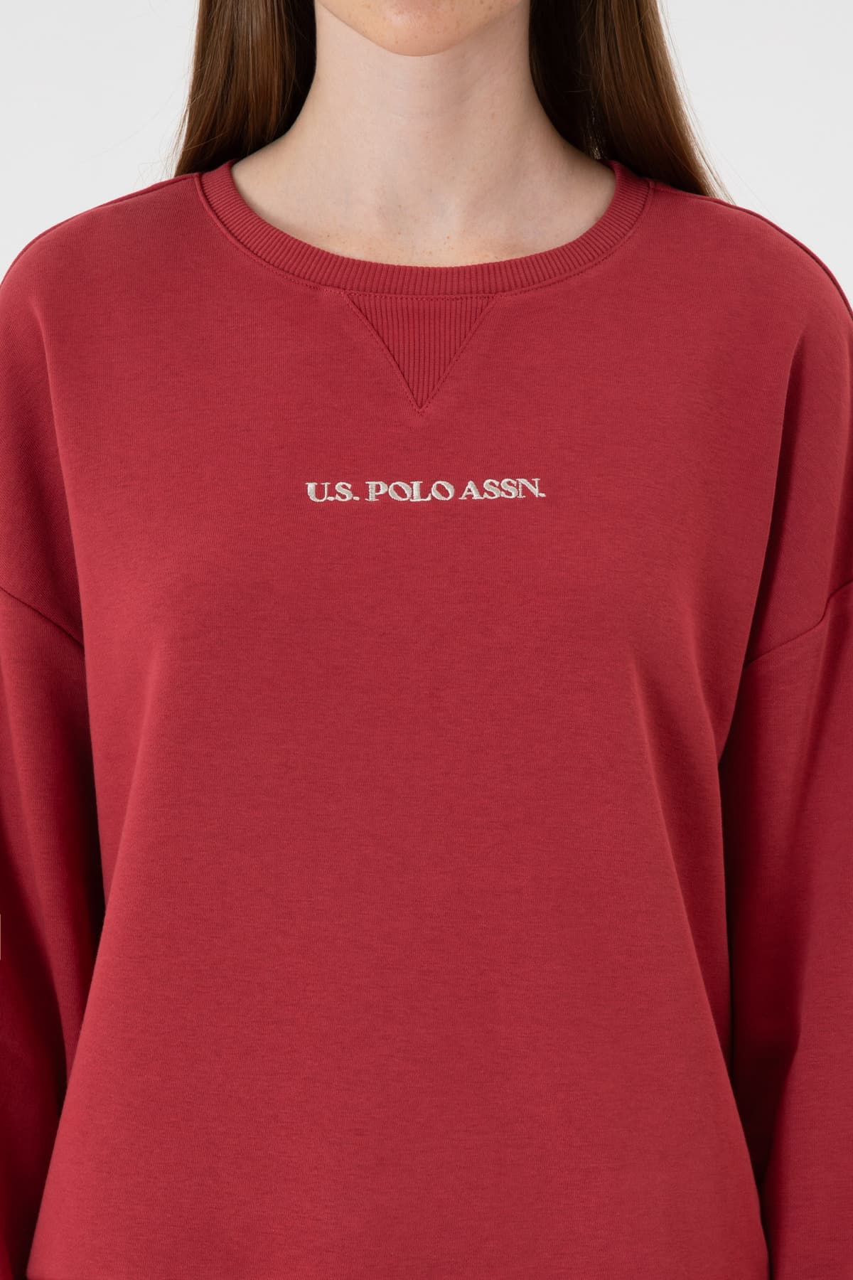 سوئیشرت زنانه U.S. Polo Assn. زرشکی یقه گرد مدل 50313562-VR223 سوئیشرت زنانه U.S. Polo Assn. زرشکی یقه گرد مدل 50313562-VR223