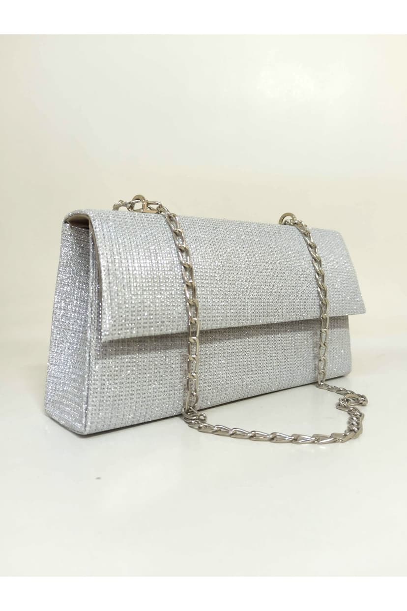 کیف مجلسی زنانه dizaynbag نقرهای زنجیردار پولکدار کیف مجلسی زنانه dizaynbag نقرهای زنجیردار پولکدار