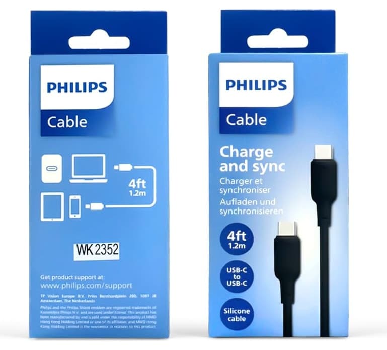 کابل مردانه Philips USB-C به USB-C کابل مردانه Philips USB-C به USB-C